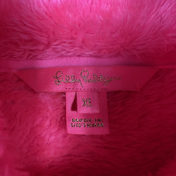 Lilly Pulitzer Keala Sherpa Popover Fleece XLarge XL Neon Pink Tan - Picture 7 of 8